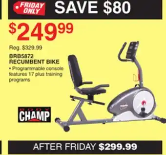 Dunham's Sports Champ recumbent bike offer