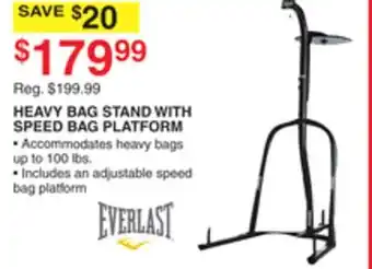 Dunham's Sports Everlast heavy bag stand with speed bag platform offer