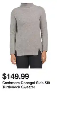 TJ Maxx Cashmere donegal side slit turtleneck sweater offer