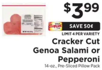 ShopRite Cracker cut genoa salami or pepperoni offer