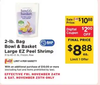 ShopRite 2-lb. bag large ez peel shrimp offer