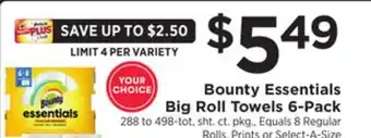 ShopRite Essentials big roll towels 6-pack offer