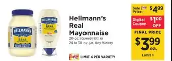 ShopRite Hellmann's real mayonnaise offer