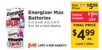 ShopRite Energizer max batteries offer