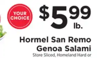 ShopRite San remo genoa salami offer