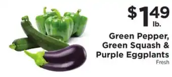 ShopRite Green pepper, green squash & purple eggplants offer
