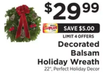 ShopRite Decorated balsam holiday wreath offer