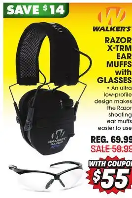 Big 5 Walkers game ear razor x-trm ear muffs with glasses offer