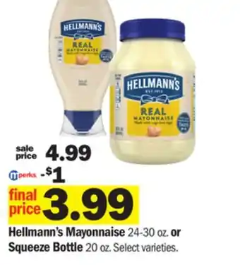 Meijer Hellmann's mayonnaise 24-30 oz. or squeeze bottle 20 oz offer