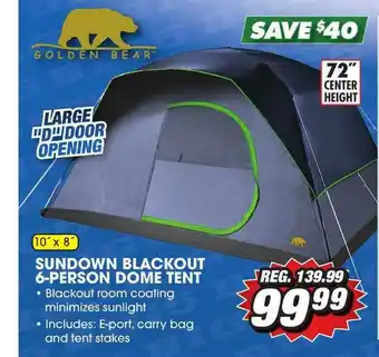Big 5 Sundown Blackout 6-person Dome Tent Golden Bear offer