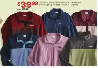 Academy Columbia Men's Steens Mountain Or Women's Benton Springs Fleece Jackets Or Pullovers offer