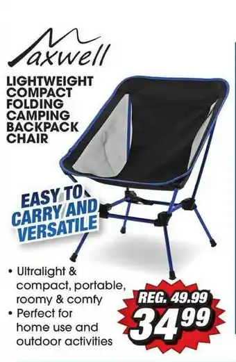 Big 5 Maxwell Lightweight Compact Foldin Camping Backpack Chair offer