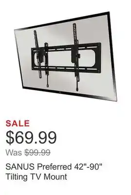 Costco Sanus preferred 42-90 tilting tv mount offer