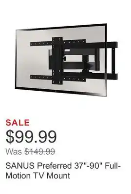 Costco Sanus preferred 37-90 full-motion tv mount offer