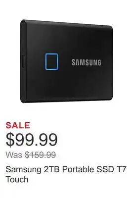 Costco Samsung 2tb portable ssd t7 touch offer