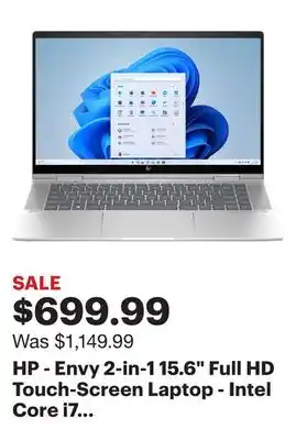 Best Buy Hp - envy 2-in-1 15.6 full hd touch-screen laptop - intel core i7 - 16gb memory - 512gb ssd - natural silver offer