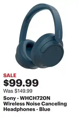 Best Buy Sony - whch720n wireless noise canceling headphones - blue offer