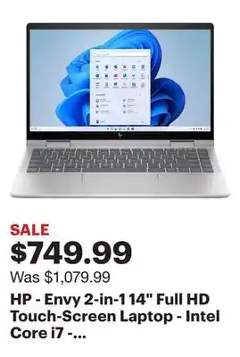 Best Buy Hp - envy 2-in-1 14 full hd touch-screen laptop - intel core i7 - 16gb memory - 1tb ssd - natural silver offer