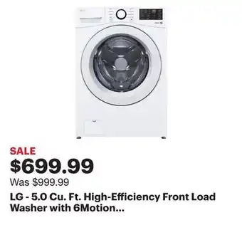 Best Buy Lg - 5.0 cu. ft. high-efficiency front load washer with 6motion technology - white offer