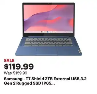 Best Buy Samsung - t7 shield 2tb external usb 3.2 gen 2 rugged ssd ip65 water resistant - black offer