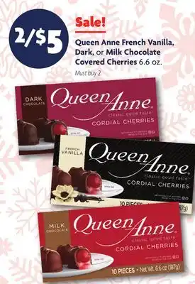 Family Dollar Queen anne french vanilla, dark, or milk chocolate covered cherries offer