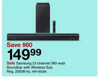 Target Samsung 2.1-channel 360-watt soundbar with wireless sub offer