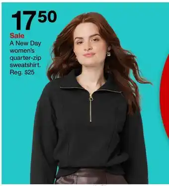Target A new day women's quarter-zip sweatshirt offer