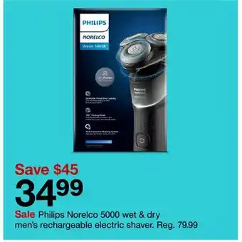 Target Philips norelco 5000 wet & dry men's rechargeable electric shaver offer