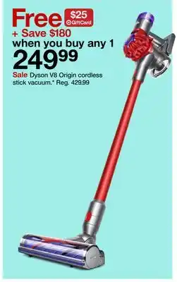 Target Dyson v8 origin cordless stick vacuum offer