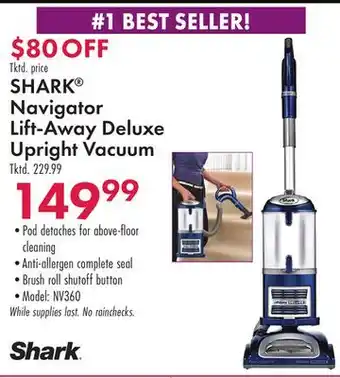 Boscov's Shark navigator lift-away deluxe upright vacuum offer