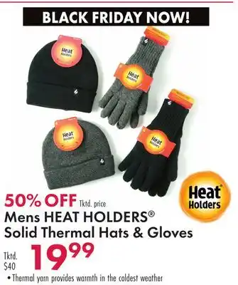 Boscov's Mens heat holders solid thermal hats & gloves offer