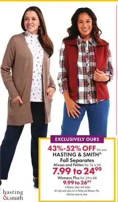 Boscov's Hasting & smith fall separates offer