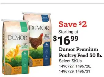 Tractor Supply Company Dumor premium poultry feed offer