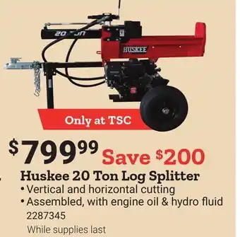 Huskee ton log splitter