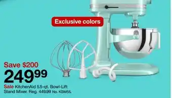 Target Kitchenaid 5.5-qt. bowl-lift stand mixer offer