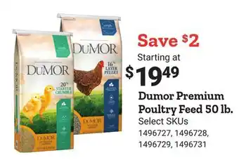 Tractor Supply Company Dumor premium poultry feed offer