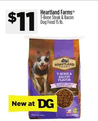Dollar General Heartland farms t-bone steak & bacon dog food offer