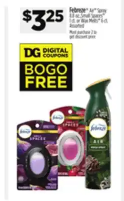Dollar General Febreze air spray 8.8 oz., small spaces 1 ct. or wax melts 6 ct offer