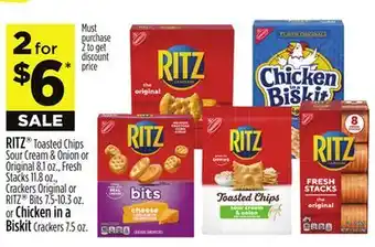 Dollar General Ritz toasted chips sour cream & onion or original 8.1 oz., fresh stacks 11.8 oz., crackers original or ritz bits 7.5-10.3 oz. offer
