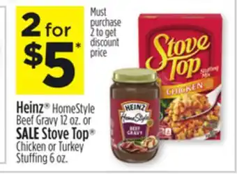 Dollar General Heinz homestyle beef gravy or stove top chicken or turkey stuffing offer