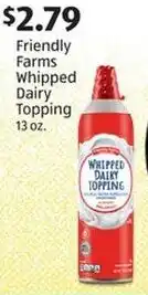 Aldi Friendly Farms. Whipped Dairy Topping 13 oz. offer