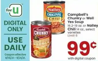 Albertsons Campbell's Chunky Or Well Yes Soup Or Nalley Chili offer