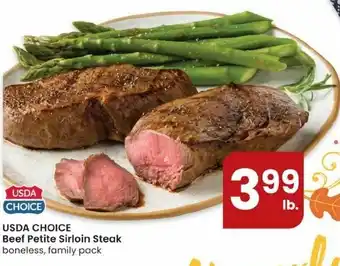 Albertsons USDA Choice Beef Petite Sirloin Steajk offer