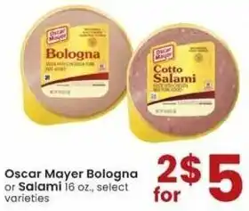 Albertsons Oscar Mayer Bologna Or Salami 16 oz offer