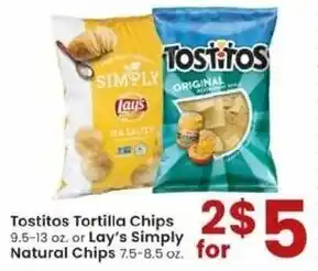Albertsons Tostitos Tortilla Chips Or Lay's Simply Natural Chips offer