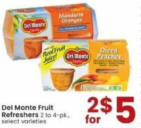 Albertsons Del Monte Fruit Refreshers offer
