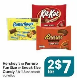 Albertsons Hershey's Or Ferrero Fun Size Or Snack Size Candy offer