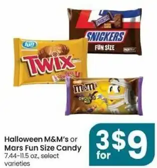 Albertsons Halloween M&M's Or Mars Fun Size Candy offer