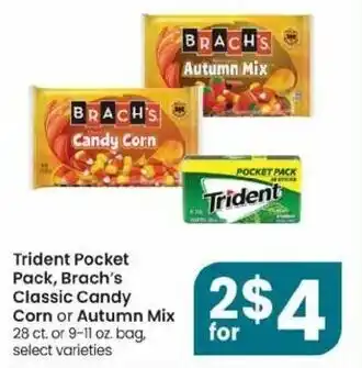 Albertsons Trident Pocket Pack, Brach's Classic Candy Corn Or Autumn Mix offer