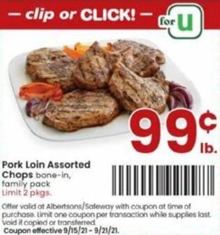 Albertsons Pork Loin Assorted Chops offer
